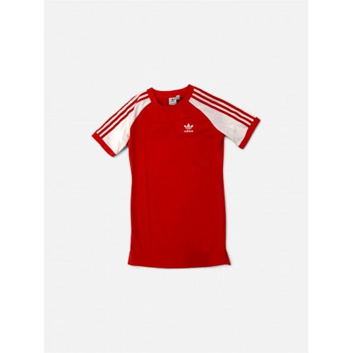 Adidas Originals Γυναικείο Κόκκινο T-Shirt Φόρεμα με 3 Ρίγες